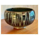 Handcrafted Glazed Pottery Bowl with Unique Drip Pattern