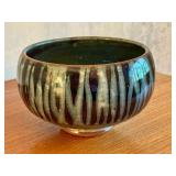 Handcrafted Glazed Pottery Bowl with Unique Drip Pattern