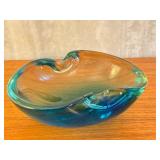 Mid-Century Murano Style Art Glass Bowl in Blue and Green