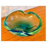 Mid-Century Murano Style Art Glass Bowl in Blue and Green