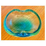 Mid-Century Murano Style Art Glass Bowl in Blue and Green
