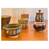 Set of 7 Artisan Pottery Bowls and Cups