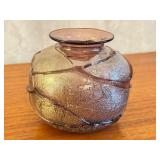 Verrerie La Mailloche Quebec Blown Fused Metallic Art Glass Vase