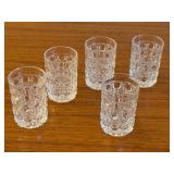 Set of 5 Vintage Crystal Shot Glasses, 2.5 Inch Tall