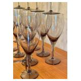 Set of 20 Vintage Smoky Glass Stemware Wine Glasses