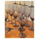 Set of 20 Vintage Smoky Glass Stemware Wine Glasses