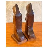 Pair of Hand-Carved Wooden Monk Figurines, 10 Inches Tall