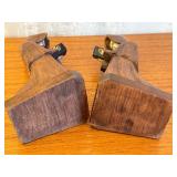 Pair of Hand-Carved Wooden Monk Figurines, 10 Inches Tall