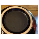 8 Inch Glazed Ceramic Bowl with Artistic Red and Brown Design