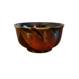 8 Inch Glazed Ceramic Bowl with Artistic Red and Brown Design