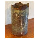 Artisan Crafted Pottery Vase with Hand-Applied Glaze, 7.25 Inches Tall