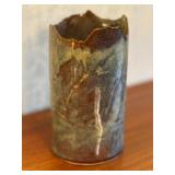 Artisan Crafted Pottery Vase with Hand-Applied Glaze, 7.25 Inches Tall
