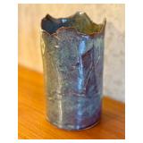 Artisan Crafted Pottery Vase with Hand-Applied Glaze, 7.25 Inches Tall