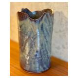 Artisan Crafted Pottery Vase with Hand-Applied Glaze, 7.25 Inches Tall