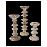 Set of 3 Vintage Iittala Glass Candlestick Holders