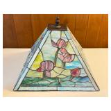 Stained Glass Pyramid Lamp Shade with Floral Design