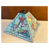 Stained Glass Pyramid Lamp Shade with Floral Design