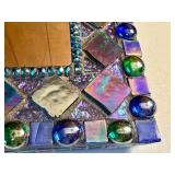 Artisan Crafted Mosaic Mirror with Iridescent Glass Tiles