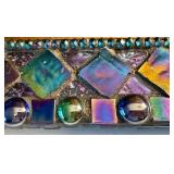 Artisan Crafted Mosaic Mirror with Iridescent Glass Tiles