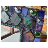 Artisan Crafted Mosaic Mirror with Iridescent Glass Tiles