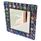 Artisan Crafted Mosaic Mirror with Iridescent Glass Tiles