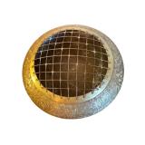 Etched Brass Flower Frog Bowl with Grid, 7 Inch Diameter