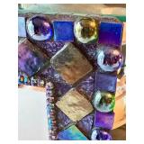 Artisan Crafted Mosaic Mirror with Iridescent Glass Tiles 12 x 12.5 Inches