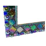 Artisan Crafted Mosaic Mirror with Iridescent Glass Tiles 12 x 12.5 Inches
