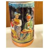 Set of 8 German Beer Steins with Pewter Lids