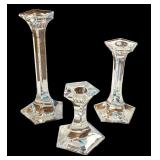 Set of 3 Crystal Candle Holders - 4" 6" and 8" Heights