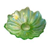 Set of 2 Iridescent Glass Flower Bowls and Decorative Art Glass Sphere