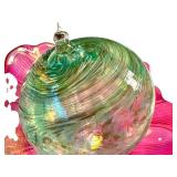 Set of 2 Iridescent Glass Flower Bowls and Decorative Art Glass Sphere