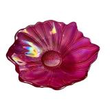 Set of 2 Iridescent Glass Flower Bowls and Decorative Art Glass Sphere