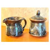 Artisan Pottery Collection with Bowls, Creamer, Sugar Jar, and Tumbler