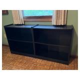Pair of Black Particleboard Bookcases
