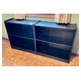 Pair of Black Particleboard Bookcases