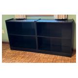 Pair of Black Particleboard Bookcases