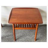 Grete Jalk Danish Mid-Century Modern Teak Side Table with Slatted Shelf
