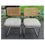 Pair of Vintage Cantilever Chrome Base Chairs with Woven Cane Backs