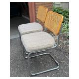 Pair of Vintage Cantilever Chrome Base Chairs with Woven Cane Backs