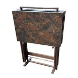 Set of 4 Vintage TV Trays with Stand