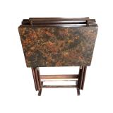 Set of 4 Vintage TV Trays with Stand