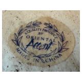 Chinese Gold and Blue Fishbowl Planter with Stand