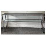 Vintage Metal and Glass Sofa Console Table with Brass Accents