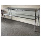 Vintage Metal and Glass Sofa Console Table with Brass Accents