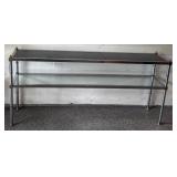 Vintage Metal and Glass Sofa Console Table with Brass Accents