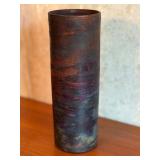 Raku Fired Pottery Vase, 11 Inch Tall, Signed