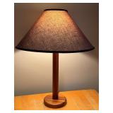 Vintage Mid-Century Table Lamp with Wooden Base and Shade