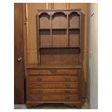 Vintage Chest of Drawers with Removable Hutch and Brass Pulls
