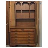 Vintage Chest of Drawers with Removable Hutch and Brass Pulls